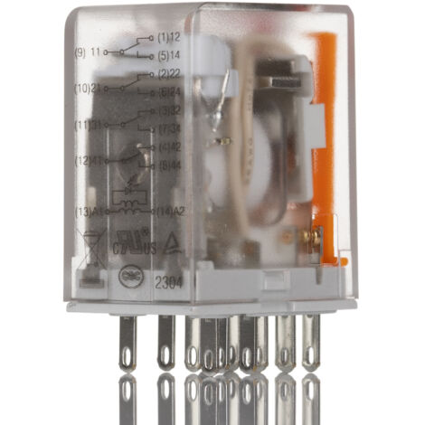 Relais de puissance Weidmuller DRM, 4 RT, bobine 230V c.a. Montage panneau ( Prix pour 1 )