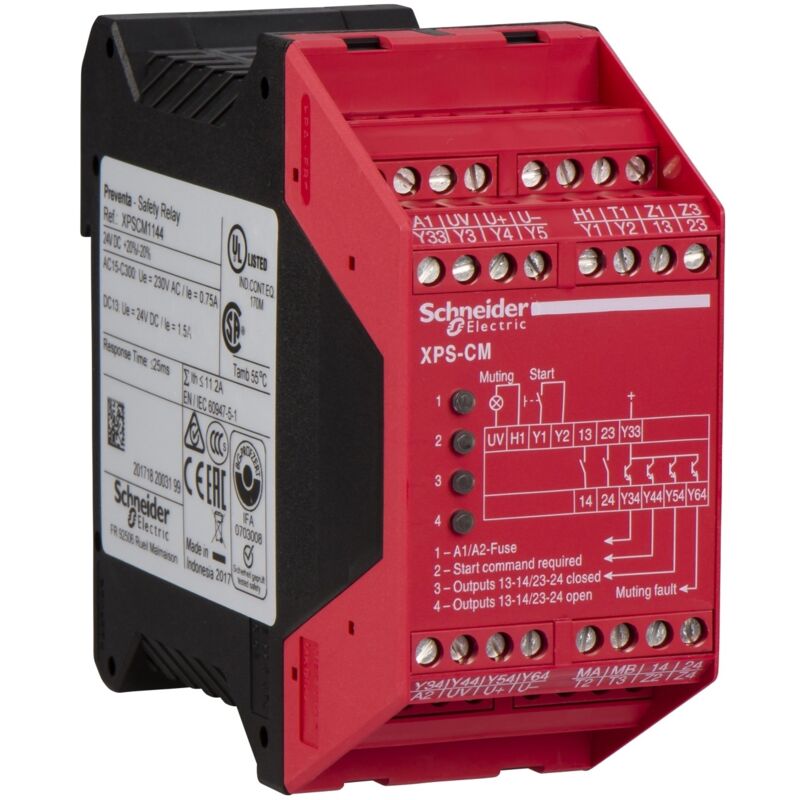 Schneider Electric - Xpscm1144 Relais De Sécurité - Contrôleur De Cellule Photo-électrique Simple Faisceau 24vcc - Xpscm Schneider Preventa