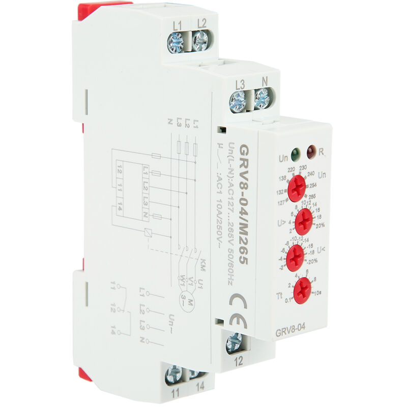 Rapanda - Relais de tension triphasé GRV8-04 M265, relais de surveillance de tension triphasé, séquence de phases, défaillance de phase
