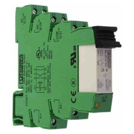Relais d'interface 48V c.c., 2 RT, montage Rail DIN, série PLC-RSC- 48DC/21-21 ( Prix pour 1 )