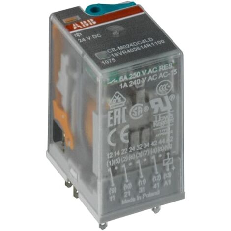 Relais d'interface ABB CR-M, 24V c.c., 4CO (SPDT), montage Rail DIN ( Prix pour 1 )