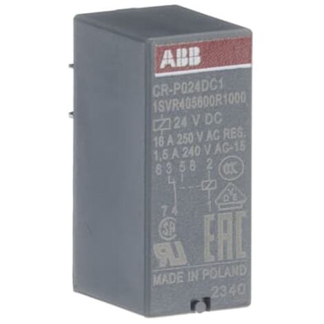 Relais d'interface ABB CR-P, 24V c.c., 1 RT, montage Rail DIN ( Prix pour Boîte de 10 )