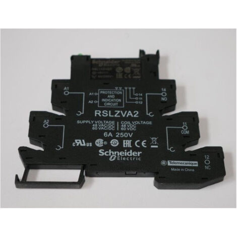 Relais d'interface PCB embrochable 1OF 6A 48Vac-dc monté sur embase bornes à vis sur rail DIN Harmony Relay RSL SCHNEIDER