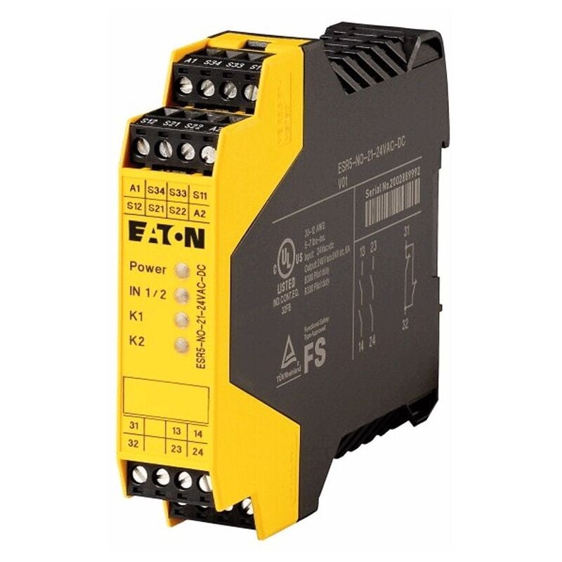 Relais Eaton de sécurité d'arrêt d'urgence 24VDC/AC 4 circuits 118701