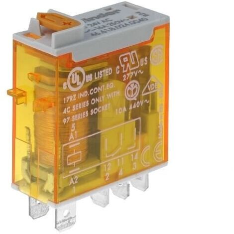 RELAIS FINDER 24Vdc 1Cto Drucktastentest + Doppel-LED + mechanische Anzeige 16A/250Vac 46619024.0074