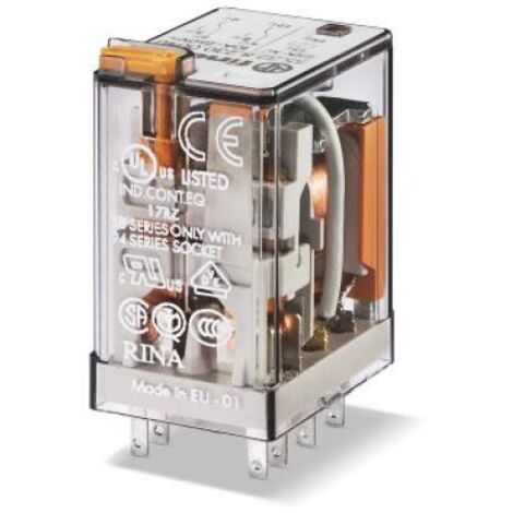 Relais industriel 2RT 10A 24V AC bouton test et indicateur mécanique 278735 FINDER 553280240040