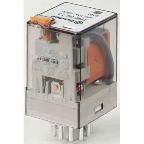 Relais industriel undécal 3RT 10A 24V DC bouton test + LED + diode 279176 FINDER 601390240070