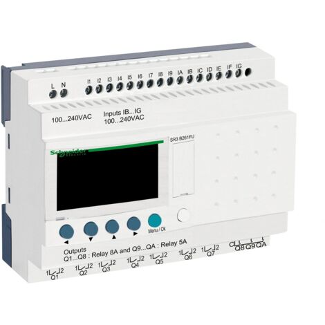 Relais intelligent modulaire Zelio Logic - 26 ES - 100..240VCA horloge affichage - SR3B261FU