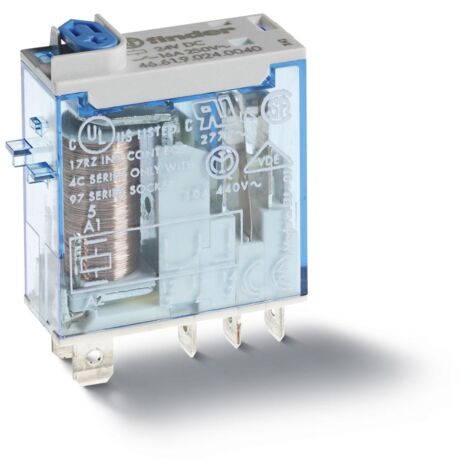 Relais miniature 1RT 16A 12V AC indicateur mécanique + bouton test + LED FINDER 466180120054