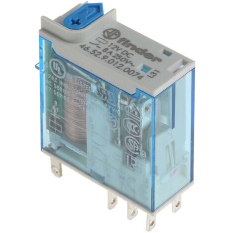 Relais miniature 2RT 8A 12V DC indicateur mécanique + bouton test + double LED FINDER 465290120074
