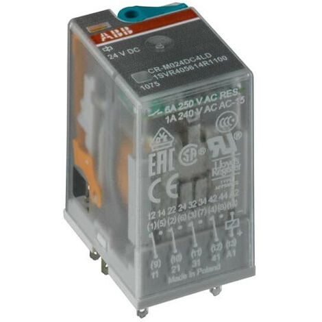 Relais Miniature débrochable LED 48VDC 4rt 250V 6A 1SVR405613R6100 ABB 240561361
