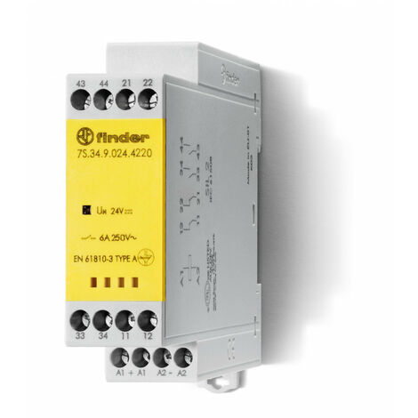 Relais mod contacts guidés 2NO + 2NC 6A 24V DC AgSnO2 SIL2 à cage 420646 FINDER 7S3490244220