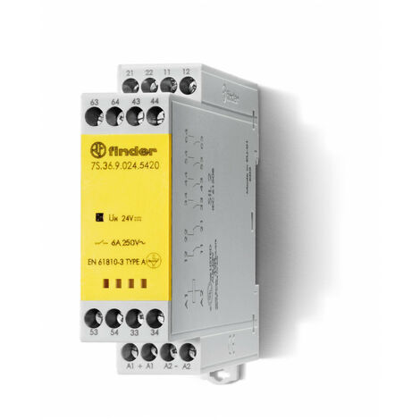 Relais mod contacts guidés 4NO+2NC 6A 230 à 240V AC AgSnO2+Au SIL2 à cage 421001 FINDER 7S3682305420
