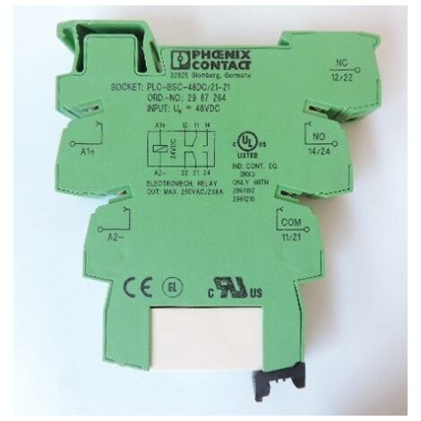 Relais modulaire miniature 2RT 48V DC avec embase pour rail NS 35/7.5 PLC-RSC- 48DC/21-21AU PHOENIX CONTACT 2967280