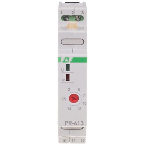 Relais prioritaire PR-613 avec canal traversant, réglage 2-15A, contacts : 1NO, Imax=16A, 1 module