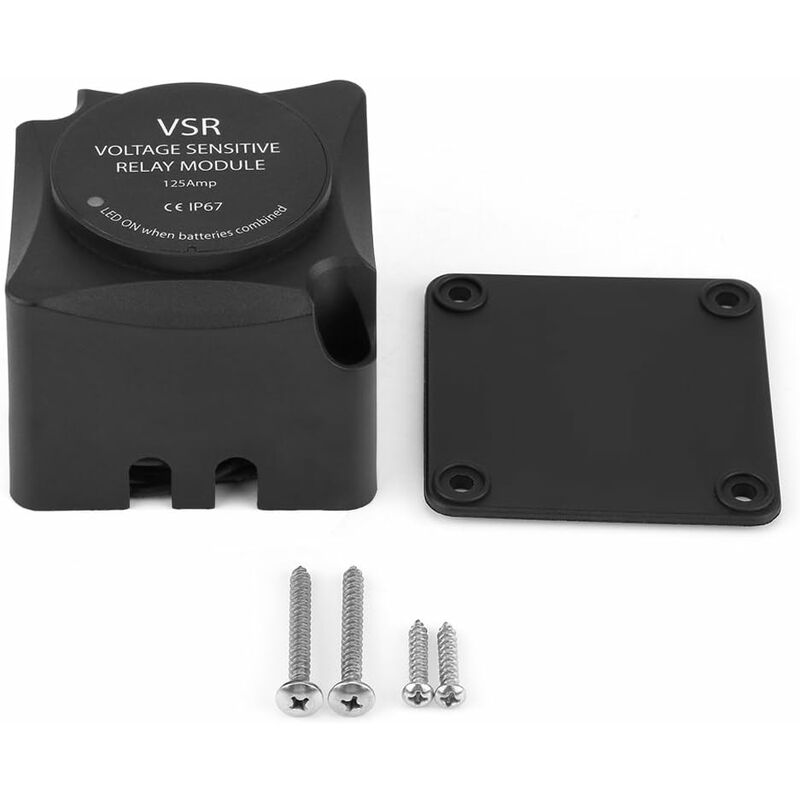 Aougo - Relais Sensible à Tension de vsr, dc 12V Relais de Charge Automatique avec Double Isolateur Intelligent de Batterie de 125A et Vis