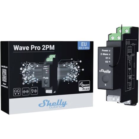 Relais SHELLY Wave Pro 2PM, rail DIN, fonction de mesure, noir