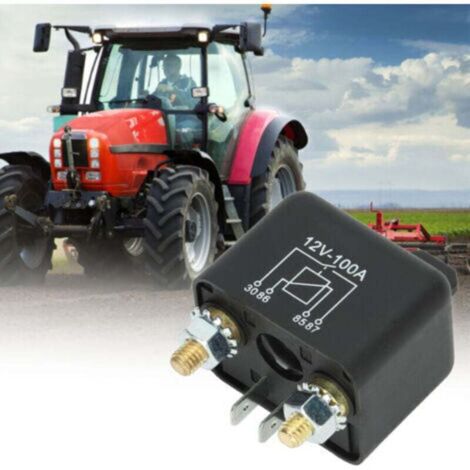 Relais Solénoïde 4 Broches 12V 100A NO - Pour Démarreur de Tondeuse à Gazon, Tracteur Jardin et Voiturette de Golf - Compatible avec la Plupart des Moteurs à Essence