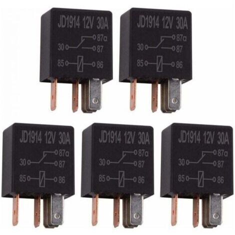 Relais SPDT 30A 12V polyvalent 5 broches, kit de 5 relais automobile robustes pour installations électriques fiables