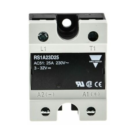 Relais statique, Carlo Gavazzi, 25 A, Montage panneau, 32 V c.c., 265 V c.a. ( Prix pour 1 )