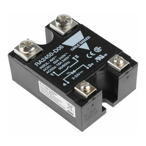 Relais statique, Carlo Gavazzi série RA 24, 50 A, Montage panneau, 32 V c.c., 280 V c.a. ( Prix pour 1 )