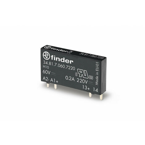 RELAIS STATIQUE POUR CIRCUIT IMPRIME 1NO 0,2A ENTREE 24VDC SORTIE 220VDC EPAISSEUR 5mm FINDER 333007