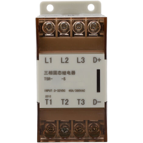 Relais statique triphasé avec radiateur 3-32VDC Tension de commande 24-380VAC Charge Coque blanche 15A TSR 15DA S