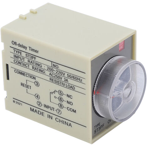 Relais Temporisateur à Délai d'Arrêt ST3PF, Haute Précision 60 Secondes, Bouton de Réglage, 200-220V AC
