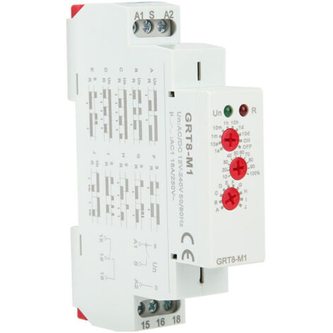 Relais temporisé 10 fonctions 35MM – Montage rail DIN – AC/DC 12V 240V – Plage de réglage 0,1s à 10 jours – Indicateurs LED - 50-60Hz