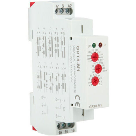 Relais temporisé 10 fonctions 35MM – Montage rail DIN – AC/DC 12V 240V – Plage de réglage 0,1s à 10 jours – Indicateurs LED - 50-60Hz
