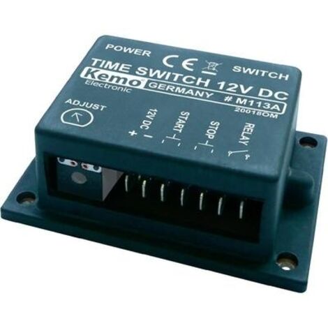 Relais temporisé 12-15V 80mA – M113A – Plage 2s-23min – 1 sortie relais – Connexions cosses plates 6,3x0,8mm – Kemo - MIN 1 PC