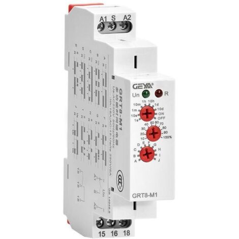 Relais Temporisé 220V Multifonction GRT8-M1 - Relais Temps Cyclique AC230V Rail DIN 35mm, 10 Fonctions Ajustables pour Applications Industrielles