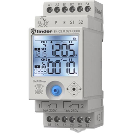 Relais temporisé Finder 84 Series, 12 24V c.a. / V c.c., Rail DIN, 2 contacts ( Prix pour 1 )