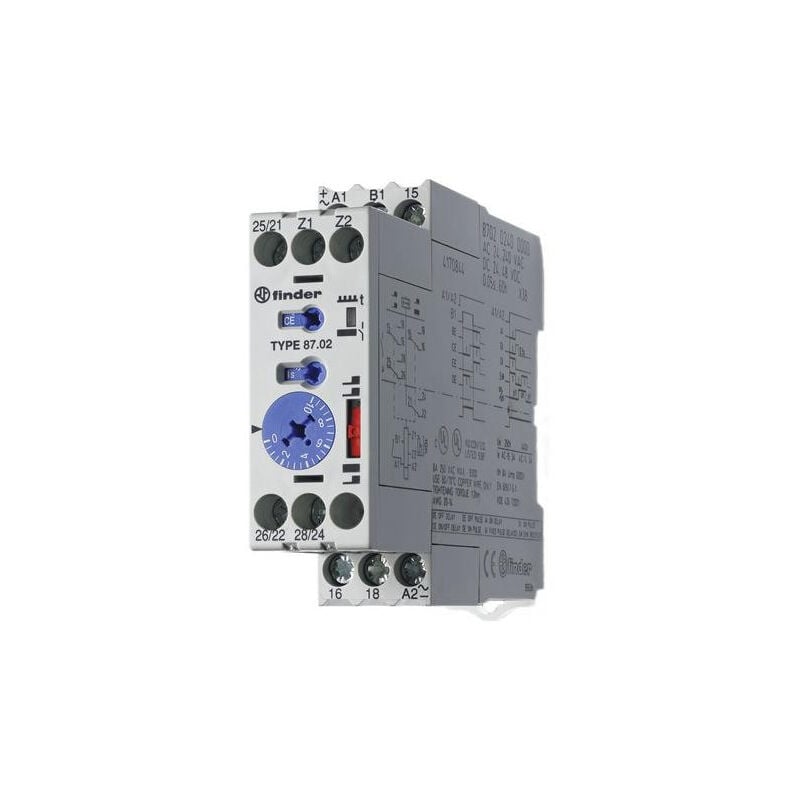 Relais temporisé De 0.05 To 10 Days Dpdt Din Rail Finder 83.02.0.240.0000
