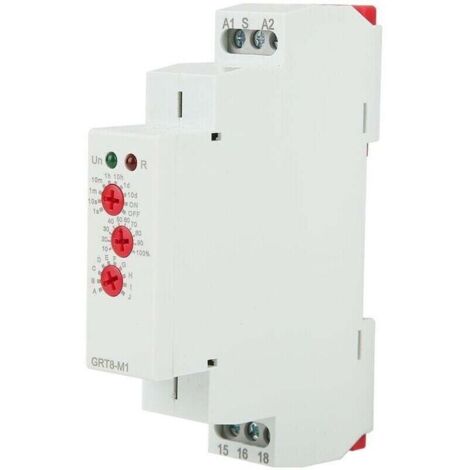 Relais temporisé GRT8-M1 avec 10 fonctions 35MM montage rail DIN AC/DC 12V 240V 50-60Hz