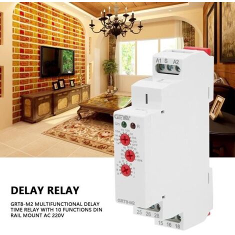 Relais temporisé GRT8-M2 multifonctionnel petit électronique 10 fonctions montage sur rail DIN 220V-MEY
