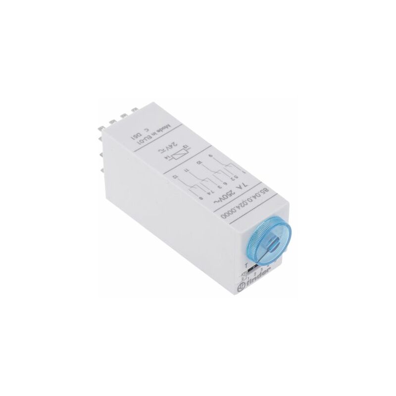 Relais temporisé Finder 85 Series, 24V c.a. / v c.c., Enfichable, 4 contacts ( Prix pour 1 )