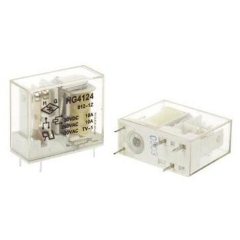 Relais vertical 10a/30vcc-220vca,1 x repos-travail 12vcc