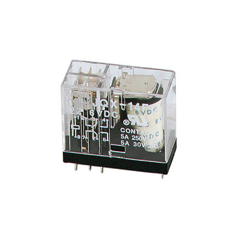 RELAIS VERTICAL 5A/30VCC-220VCA 2 X REPOS-TRAVAIL 6VCC