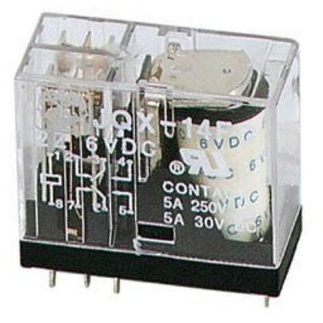 Relais vertical 5a/30vcc-220vca 2 x repos-travail 6vcc
