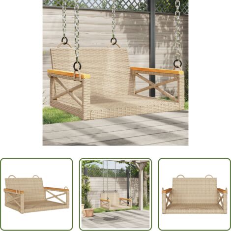Relax all'aperto - Panchina a Dondolo Beige 63x62x40 cm in Polyrattan
