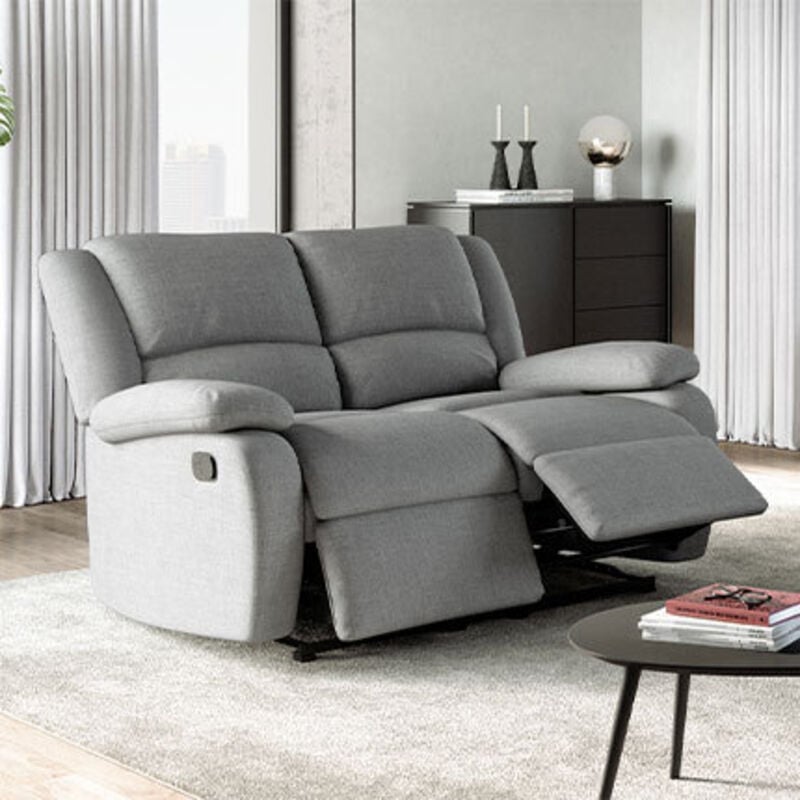 Usinestreet - relaxxo - Canapé Relaxation 2 places leo en Tissu - Gris clair