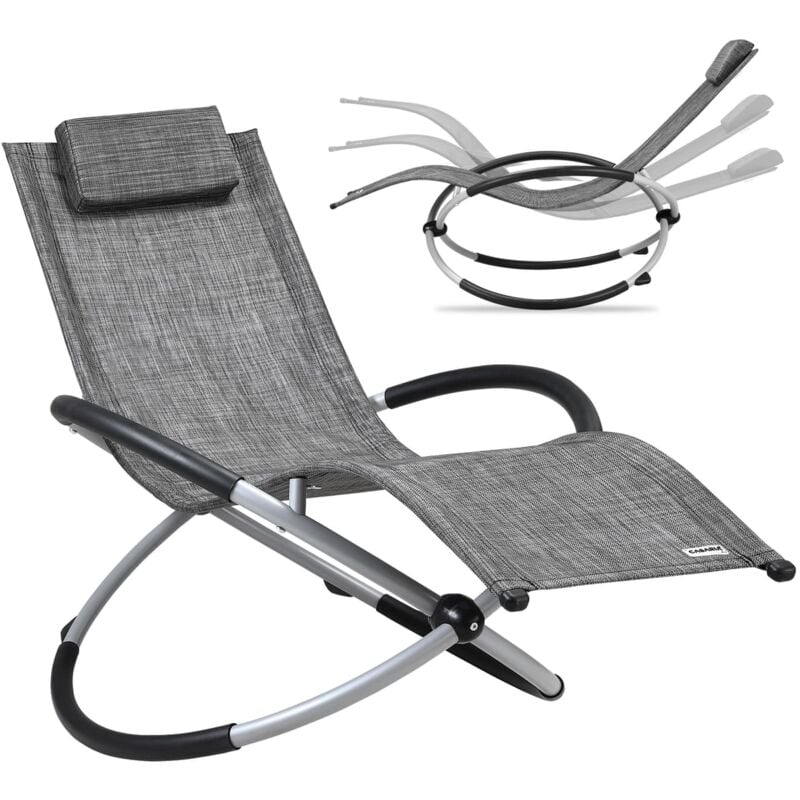 Garden Lounger Swing Ergonomically Foldable Rocking Sun Lounger Relax Garden Chair Grey - Casaria