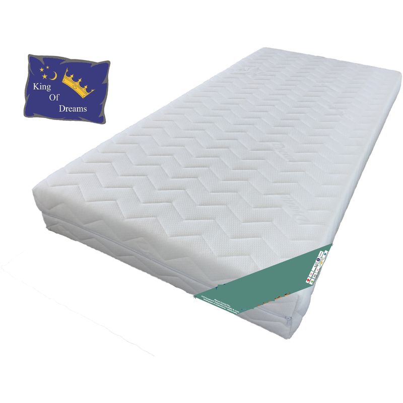 King Of Dreams - Relax Matelas 90x200 Ferme pour Sommier électrique ou mécanique Déhoussable Mousse rembourrage 100 % polesther - âme 100 %