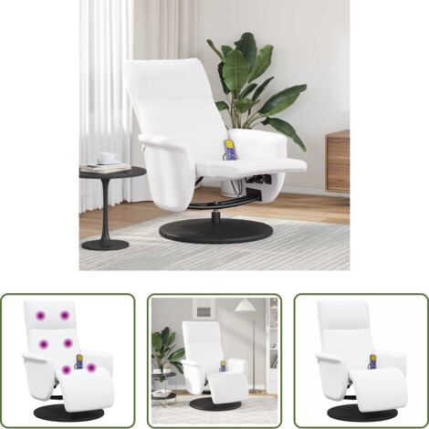 Relax -  Poltrona Massaggiante Bianco 71 x 90 x 105 cm Pelle Sintetica