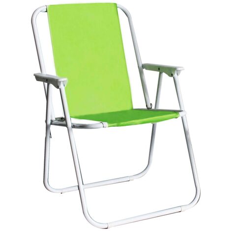 Relax Sessel aus Metall und grünem Stoff klappbar