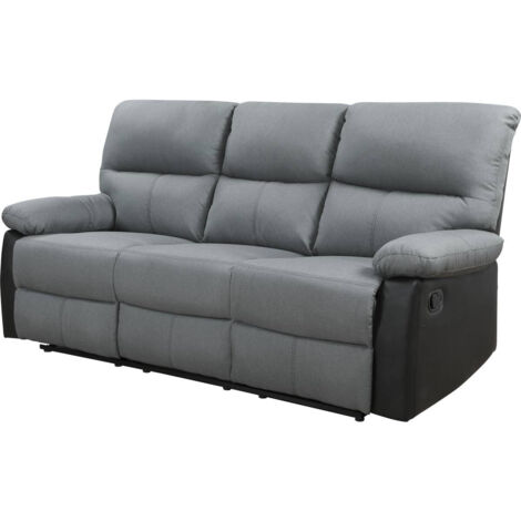 Relax-Sofa "Lincoln" - 3-Sitzer - Schwarz / Dunkelgrau