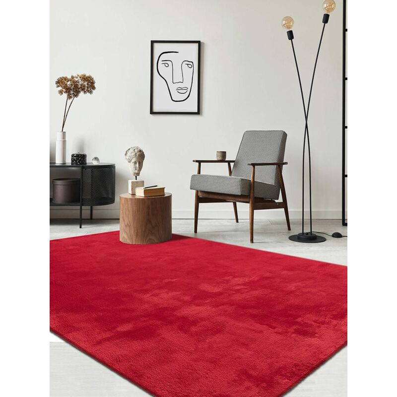 Relax tapis salon doux antidérapant lavable rouge, 120 x 160 cm