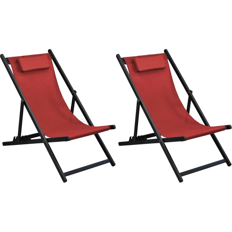 Proloisirs - linea chilienne pliante alu/tpep - graphite/rouge Lot de deux chaises