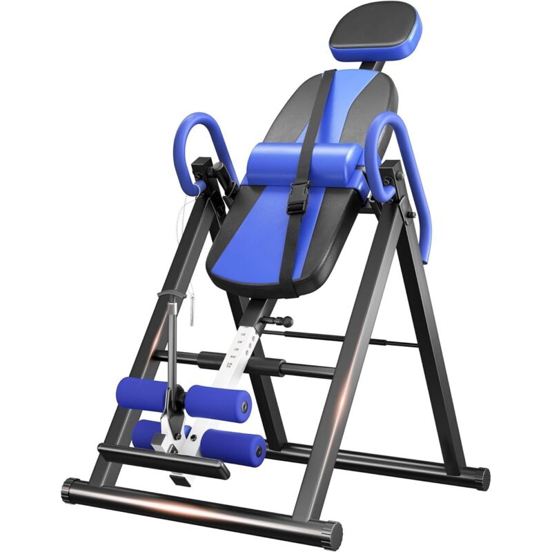 Relax Zone - Banc de musculation inversé - Entraîneur de gravité - Table d'inversion pour exercices du dos - Back Extension - Bleu